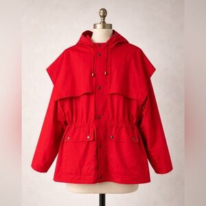 Fox Fire “Aussie Traveler” Red Hooded Rain Jacket – Size Large Outdoor Hiking